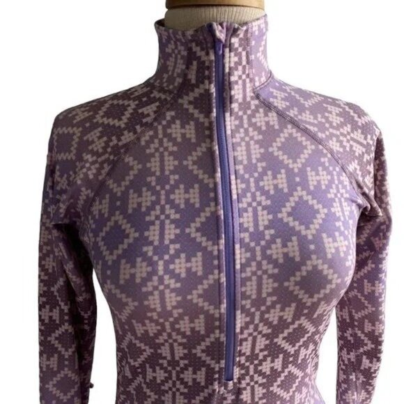 Nike Pro Women's Track Jacket S Half Zip Athletic Purple Pink Geo Thumb Holes - Picture 1 of 15